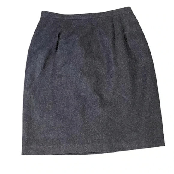 🍀2/$22 Vintage Wool Charcoal Gray Pencil Mini Career Skirt Womens size 6 - Picture 3 of 11